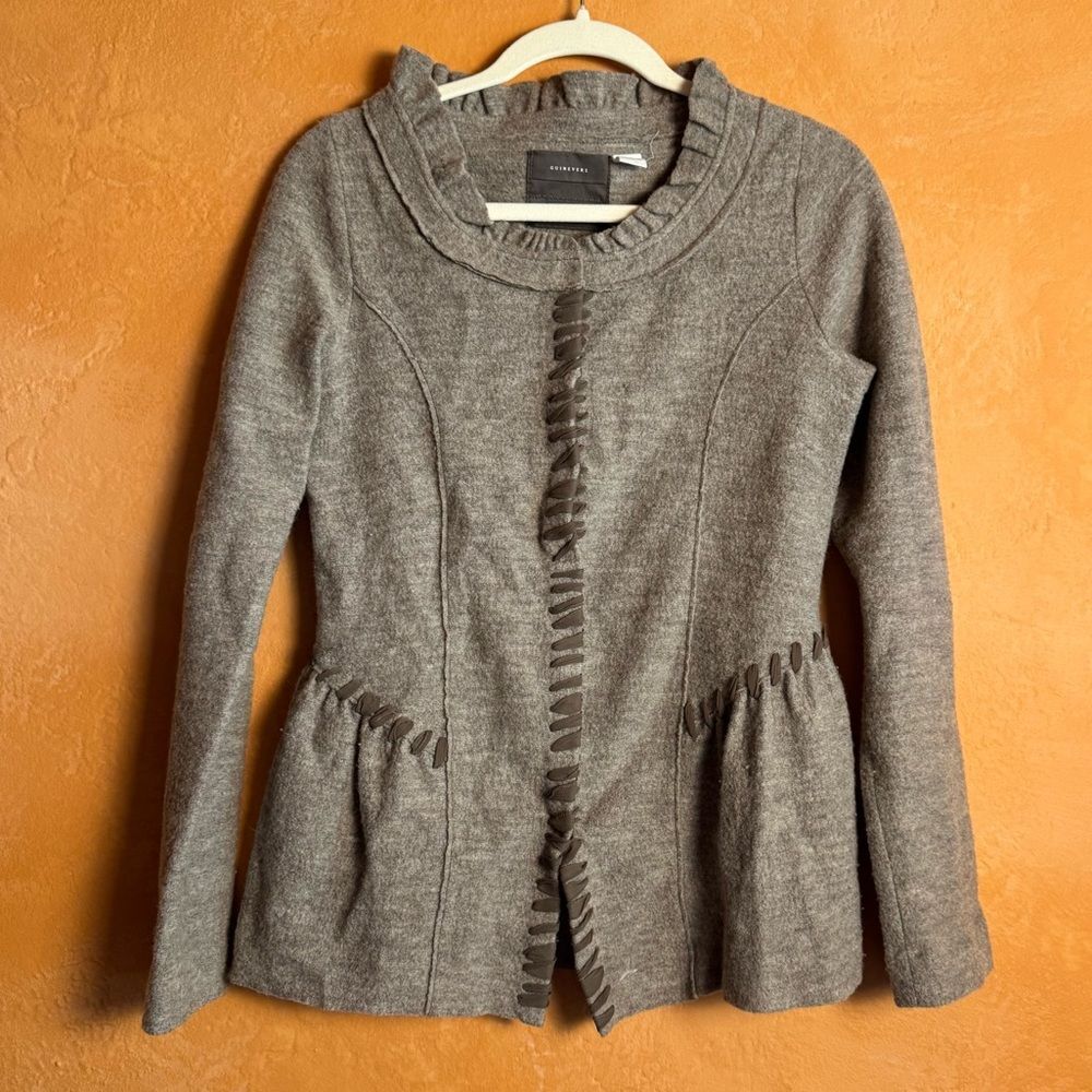 Guinevere Merino Wool Ruffle Peplum Jacket Size S